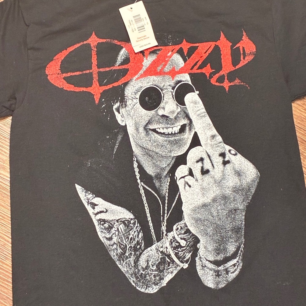 Ozzy Osbourne Middle Finger Graphic Black T-Shirt Men's Size S